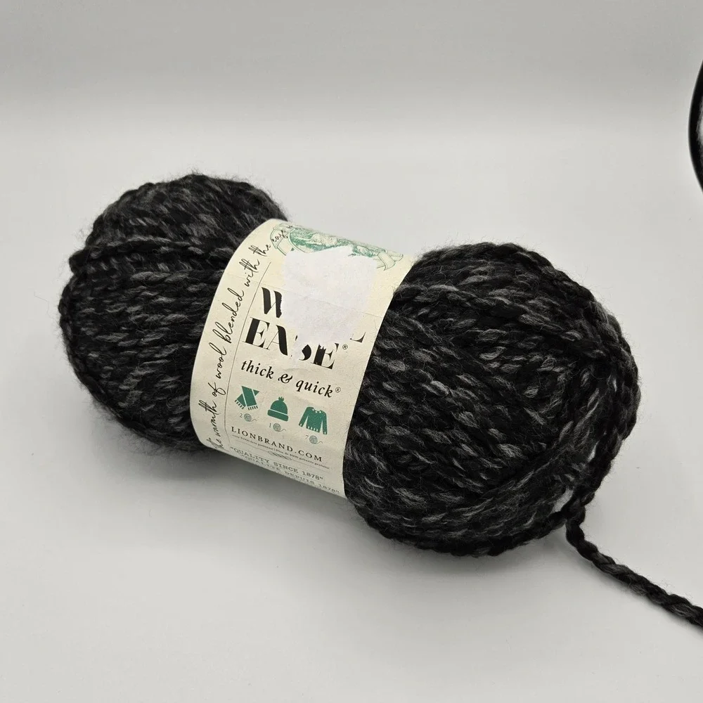 Lion Brand Wool Ease Thick & Quick Charcoal Anthracite Weight 6 Wool Blend Yarn